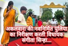 अकलवारा की नवनिर्मित पुलिया का निरीक्षण करतीं विधायक संगीता सिन्हा