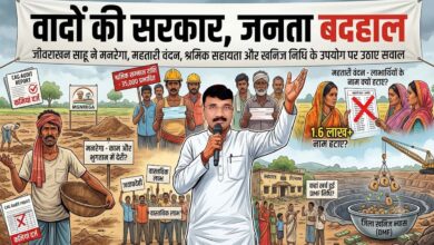 छत्तीसगढ़ में सरकारी योजनाओं, ग्रामीण रोजगार और जनता की समस्याओं को दर्शाता दृश्य
